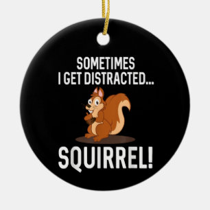 FUNNY DISTRACTED SQUIRREL Animal Zoo Farm Ceramic Tree Decoration