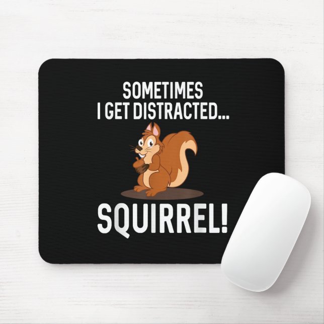 FUNNY DISTRACTED SQUIRREL Animal Zoo Farm Mouse Mat (With Mouse)