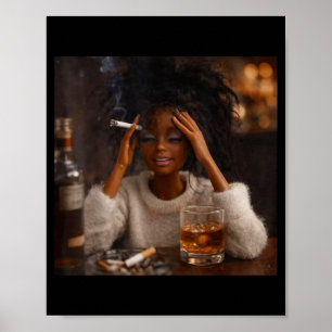 Funny Distressed Doll Face Meme Smoking Sarcastic Poster