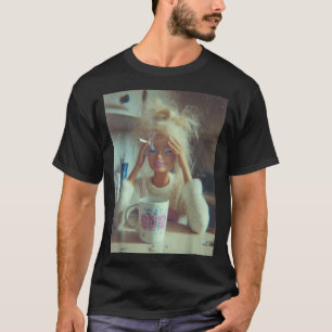 Funny Distressed Doll Face Meme Smoking Sarcastic T-Shirt