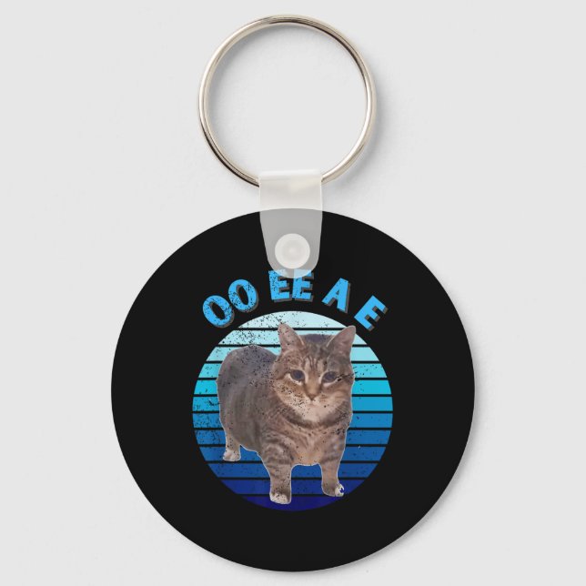 Funny Distressed Oiia Cat Spinning Cat Oi Oi Uiiaa Key Ring (Front)