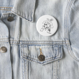 Funny Disturbing Charcoal Dog with Hand 6 Cm Round Badge