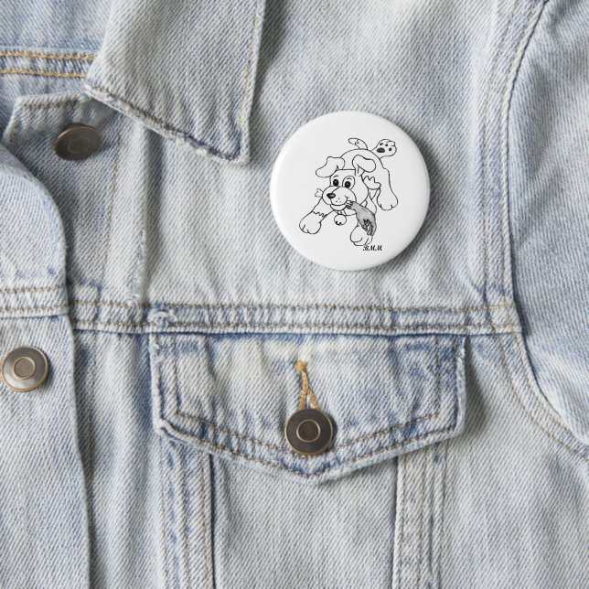 Funny Disturbing Charcoal Dog with Hand 6 Cm Round Badge (In Situ)