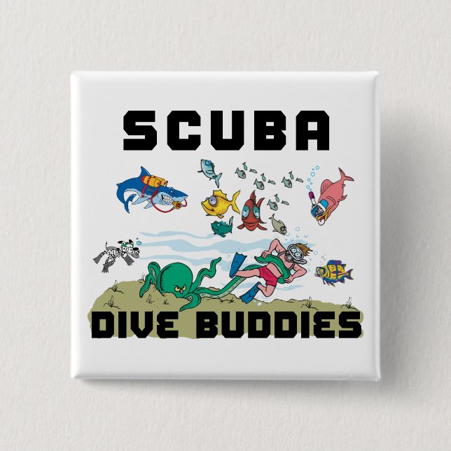 Funny Dive Buddy SCUBA Dive Buddy 15 Cm Square Badge (Front)