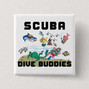 Funny Dive Buddy SCUBA Dive Buddy 15 Cm Square Badge