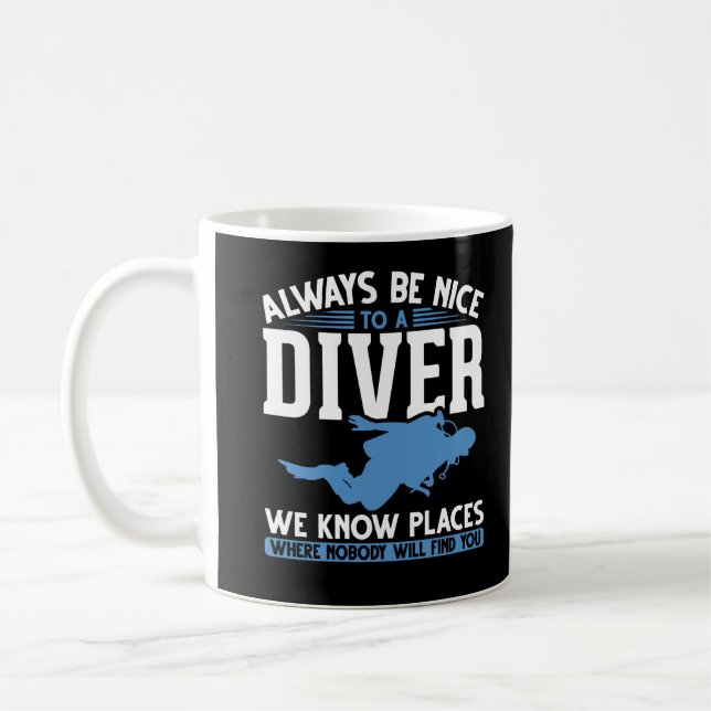 Funny Diver Scuba Diving Coffee Mug (Left)