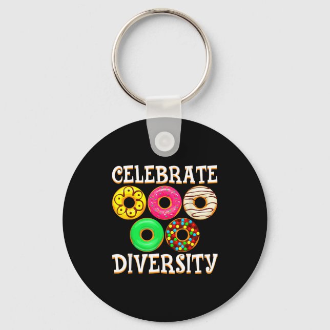 Funny diversity doughnut lover doughnut day melani key ring (Front)