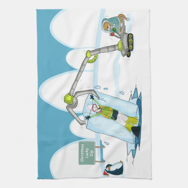 funny diving christmas kitchen towel (Vertical)