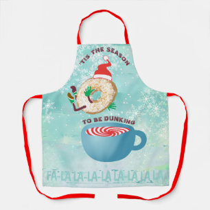 Funny diving doughnut peppermint coffee Christmas Apron