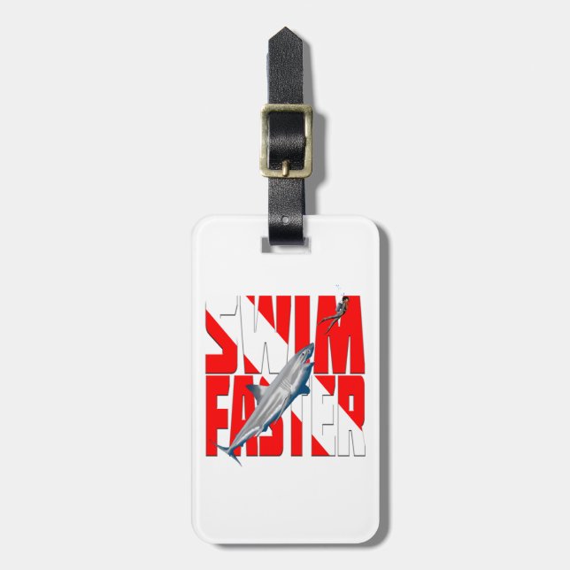 Funny Diving Swim Faster Luggage Tag (Front Vertical)