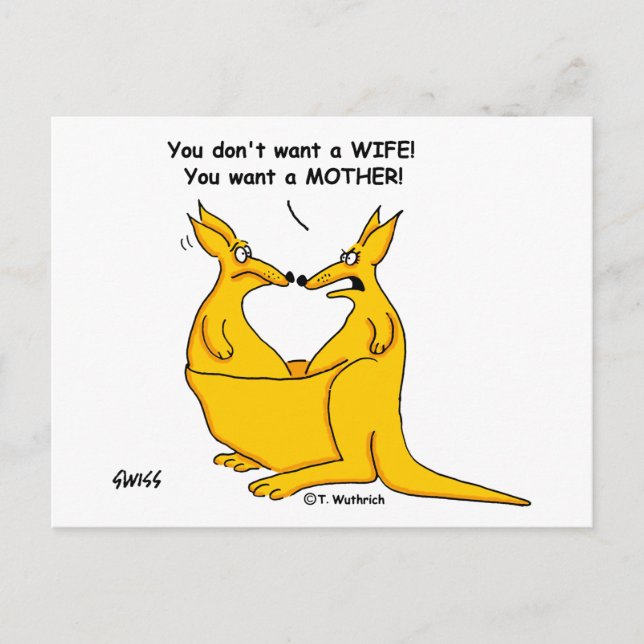 Funny Divorce Announcement Kangaroo Cartoon (Front)
