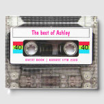 Funny DJ 80s Cassette Tape 40th Birthday guest Guest Book<br><div class="desc">Funny DJ 80s Cassette Tape 40th Birthday. Celebrate your top milestones,  over the hill 40th birthday party with this funny 80s clear cassette tape with a vintage white label on both sides. Customise with your own text.</div>