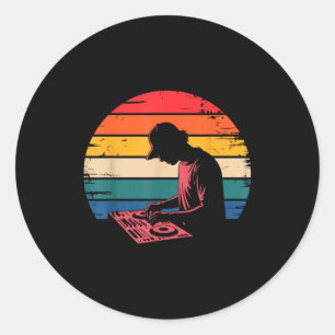 Funny Dj Art Men Women Music Producer Disc Jockey  Classic Round Sticker