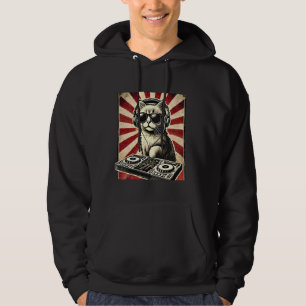 Funny DJ Cat Disco Sound Tech Hoodie