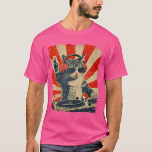 Funny DJ Cat Disco Soundech Headphone Music girl b T-Shirt