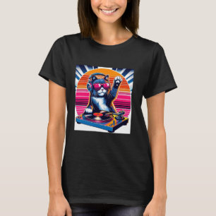 Funny DJ Cat Groove Disco Sound Tech Headphone Mus T-Shirt