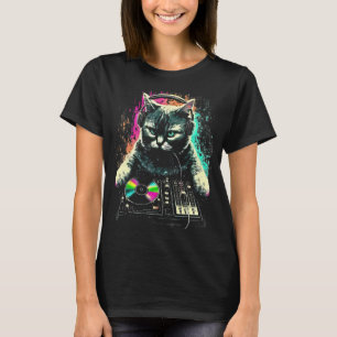 Funny DJ Cat Spinning Feline Grooves T-Shirt