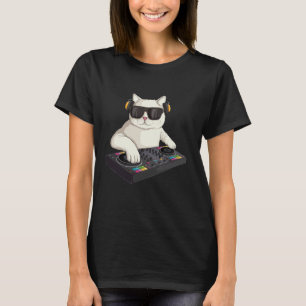 Funny DJ Cat Techno Music Festival Lover Musician  T-Shirt