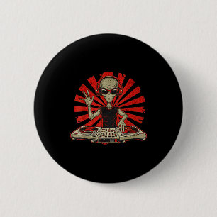 Funny Dj Graphic Tee Music Lover Alien Dj Music Mi 6 Cm Round Badge