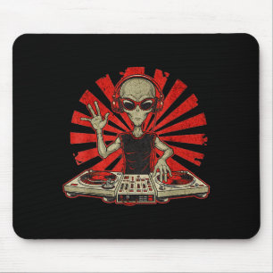 Funny Dj Graphic Tee Music Lover Alien Dj Music Mi Mouse Mat
