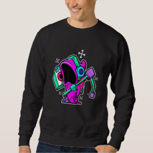 Funny Dj Grim Reaper Hip Hop Turntable Boombox Vap Sweatshirt