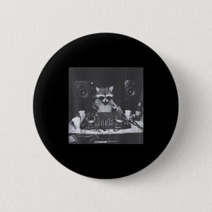 Funny Dj Raccoon House Party Sound Tech Music Tras 6 Cm Round Badge