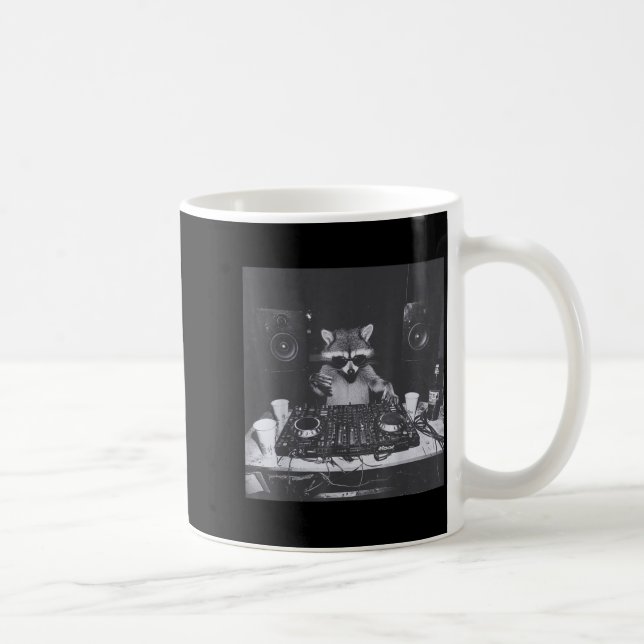 Funny Dj Raccoon House Party Sound Tech Music Tras Coffee Mug (Right)