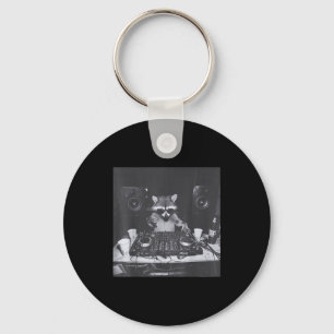 Funny Dj Raccoon House Party Sound Tech Music Tras Key Ring
