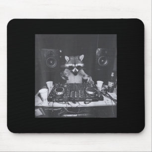 Funny Dj Raccoon House Party Sound Tech Music Tras Mouse Mat