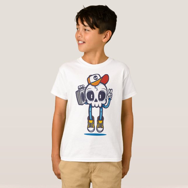 Funny Dj Skull  T-Shirt (Front Full)