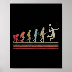 Funny Dminton Vintage Retro Style Evolution Of Man Poster
