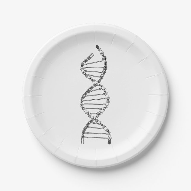Funny DNA Cycling Bicycle Chain Mountain Bike Love Paper Plate (Front)