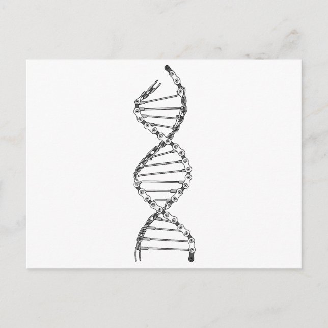 Funny DNA Cycling Bicycle Chain Mountain Bike Love Postcard (Front)