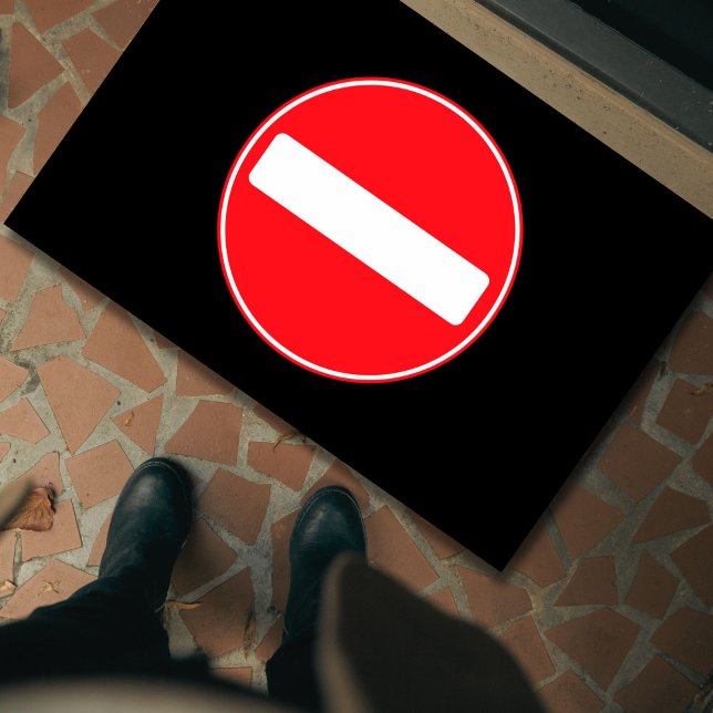 Funny "Do Not Enter" Symbol Introvert Antisocial Doormat (This funny "do not enter" symbol doormat is perfect for introverts, the antisocial, and happy loners)