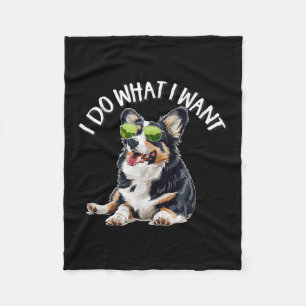 Funny Do What I Want Welsh Black Tricolor Corgi Lo Fleece Blanket