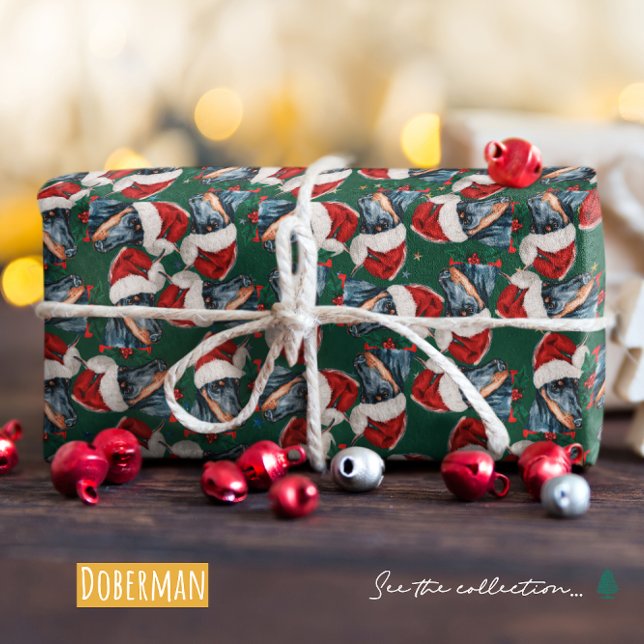 Funny Doberman Christmas Pattern Wrapping Paper (Creator Uploaded)