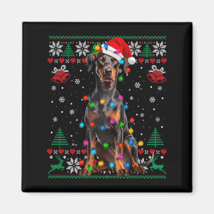 Funny Doberman Christmas Santa Hat Dog Ugly Sweate Magnet