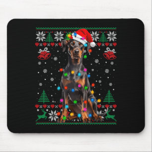 Funny Doberman Christmas Santa Hat Dog Ugly Sweate Mouse Mat
