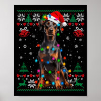 Funny Doberman Christmas Santa Hat Dog Ugly Sweate