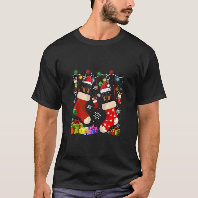 Funny Doberman Christmas Socks Xmas Dog Lover Tank (Front)