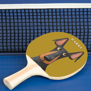 Funny Doberman Dog Black Tan Mustard Yellow  Ping Pong Paddle