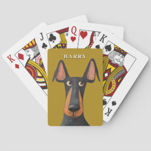 Funny Doberman Dog Black Tan Mustard Yellow  Playing Cards