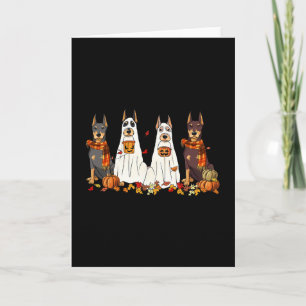 Funny Doberman Dog Ghost Fall Autumn Leaves Thanks Card