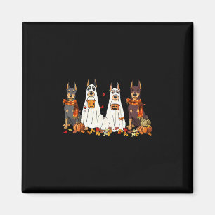 Funny Doberman Dog Ghost Fall Autumn Leaves Thanks Magnet