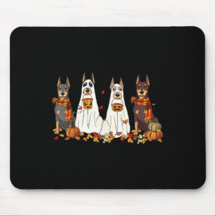 Funny Doberman Dog Ghost Fall Autumn Leaves Thanks Mouse Mat