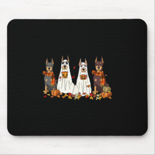 Funny Doberman Dog Ghost Fall Autumn Leaves Thanks Mouse Mat