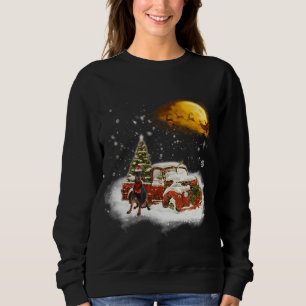 Funny Doberman Dog Snow Red Truck Christmas Xmas T Sweatshirt