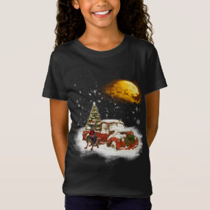 Funny Doberman Dog Snow Red Truck Christmas Xmas T T-Shirt