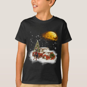 Funny Doberman Dog Snow Red Truck Christmas Xmas T T-Shirt