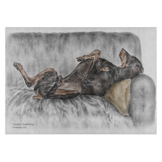 Funny Doberman on Sofa Cutting Board (Front)